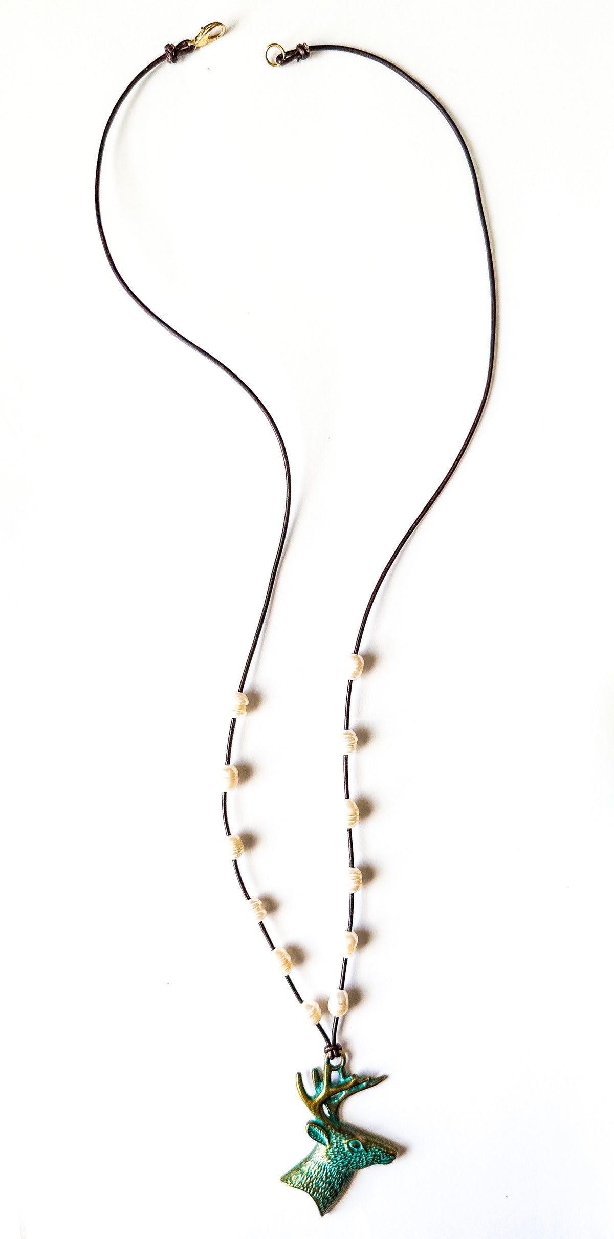 Leather Deer Head Necklace