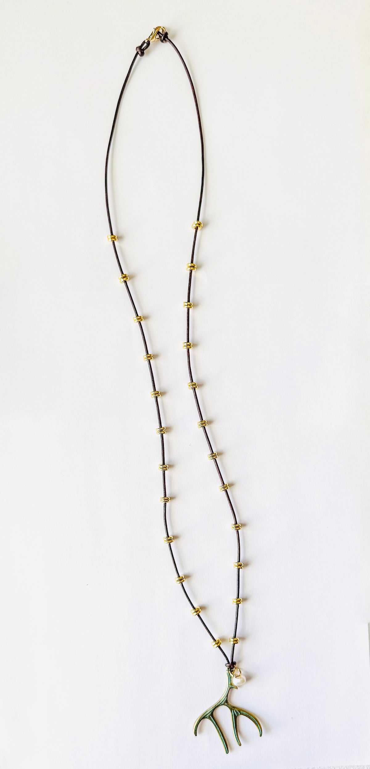Leather Deer Antler Necklace