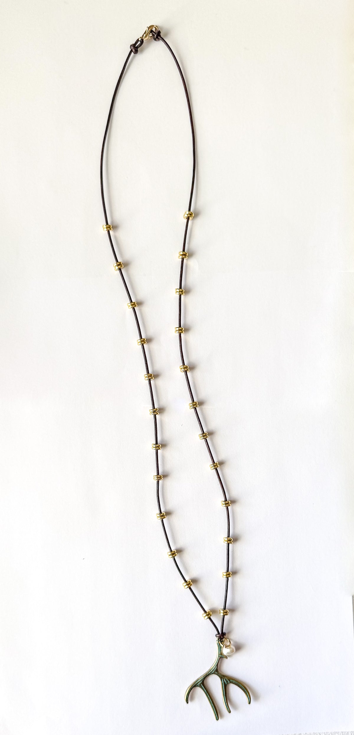 Leather Deer Antler Necklace
