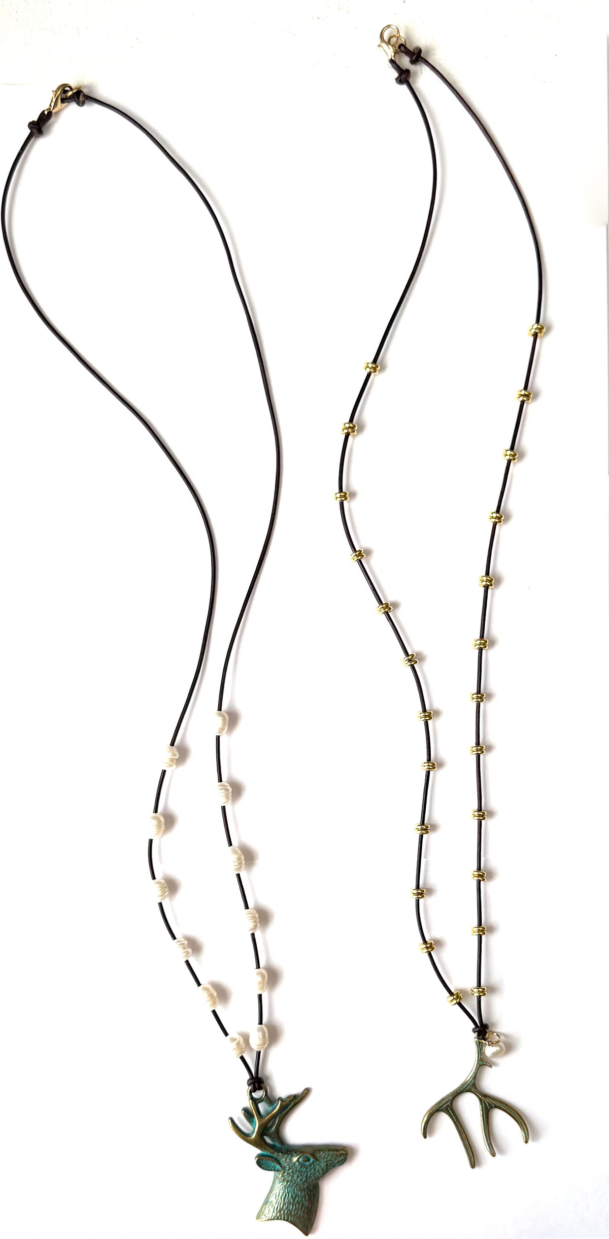 Leather Deer Antler Necklace